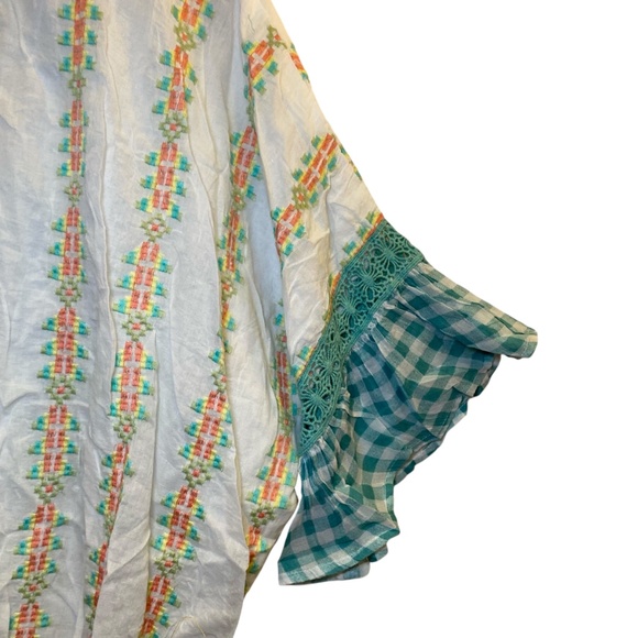 NWT Barok Paris Women’s Cotton Embroidered Peasant Top w Tassels sz M/L - Picture 6 of 14